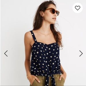 NWT Madewell Button-Front Tie Tank in Daisy Dots S